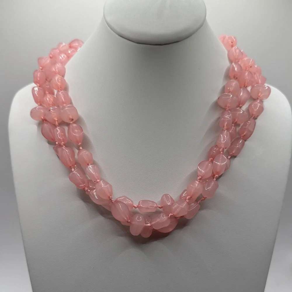 Charming Charlie Blush Pink 3 Strand Layered Necklace - Picture 1 of 5